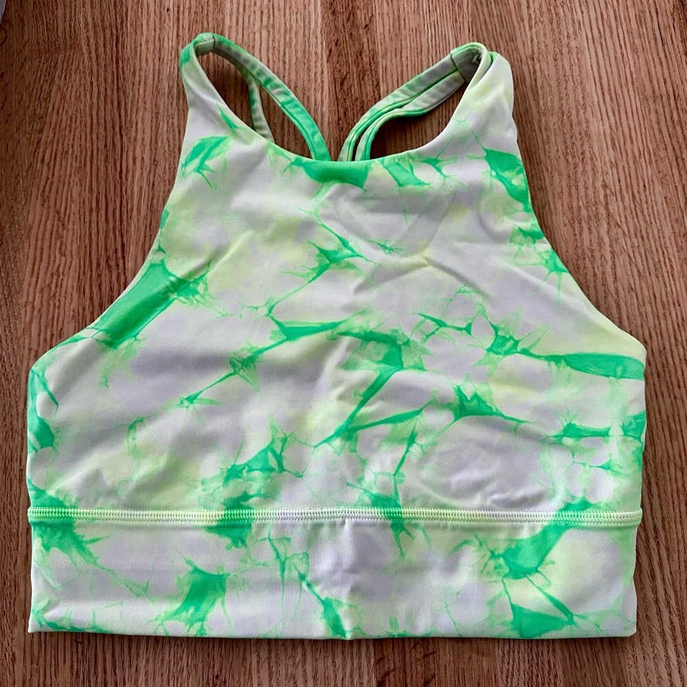 Lululemon Energy Bra Long Line High Neck - neon tie dye, size 6